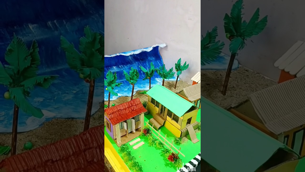 Изготовление модели цунами из картона | модель стихийного бедствия | 3D-модель цунами 