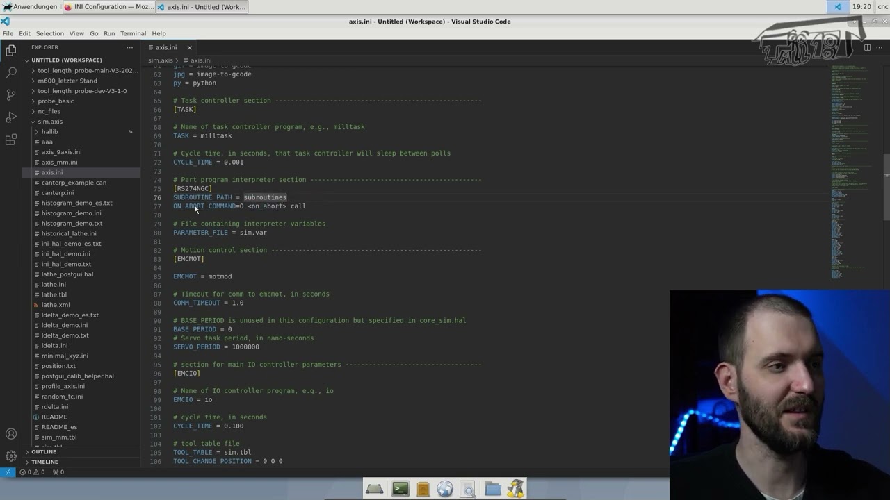 LinuxCNC G- und M-Codes bei Fehlern ausführen on_abort_command