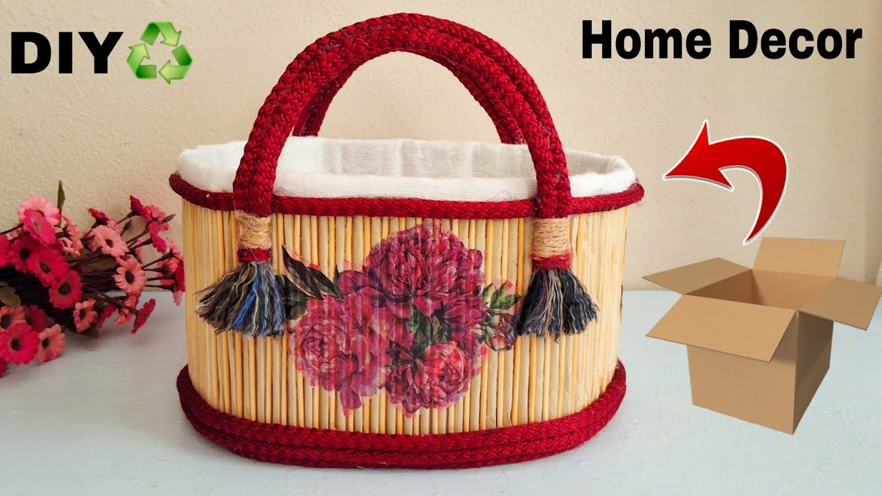 GREAT IDEA HOW TO REUSE CARDBOARD AND WASTE MATERIALS / DIY BASKET AND DECOUPAGE IDEA 💡