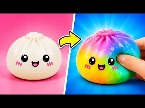 🌈 DIY Rainbow Squishies! 🥟✨ Make the CUTEST Colorful Dumplings at Home