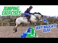 NEARLY FALLING OFF BEAR TRYING A NEW JUMPING EXERCISE ~ At home horse jumping exercise/straightness