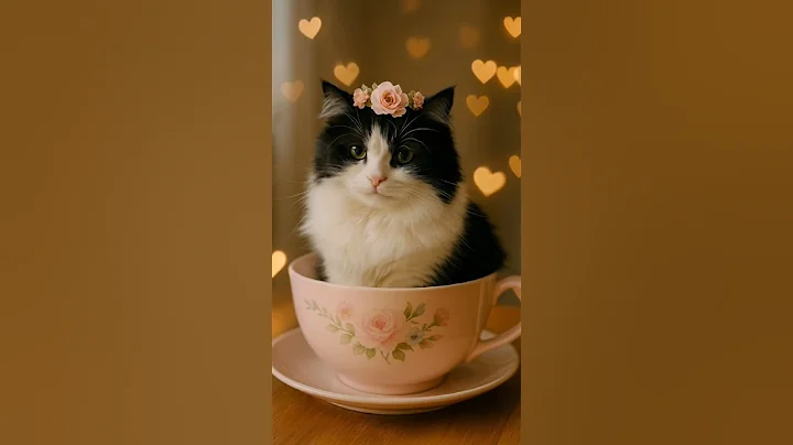 Watch the video about "Flower-Crowned Teacup Kitty - Pure Kawaii Loop #kawaiicat #cutekitty #catlady