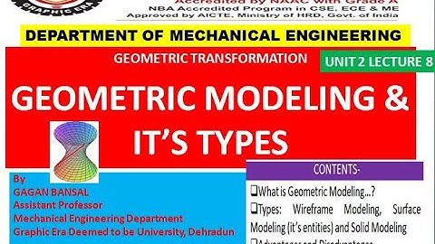 CAD2L08 GEOMETRIC MODELING AND TYPES || GAGAN BANSAL || UNIT 2