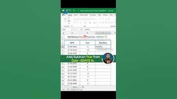 Quickly Add or Subtract Years to Dates in Excel with EDATE Function! | Excel Tutoring #shorts