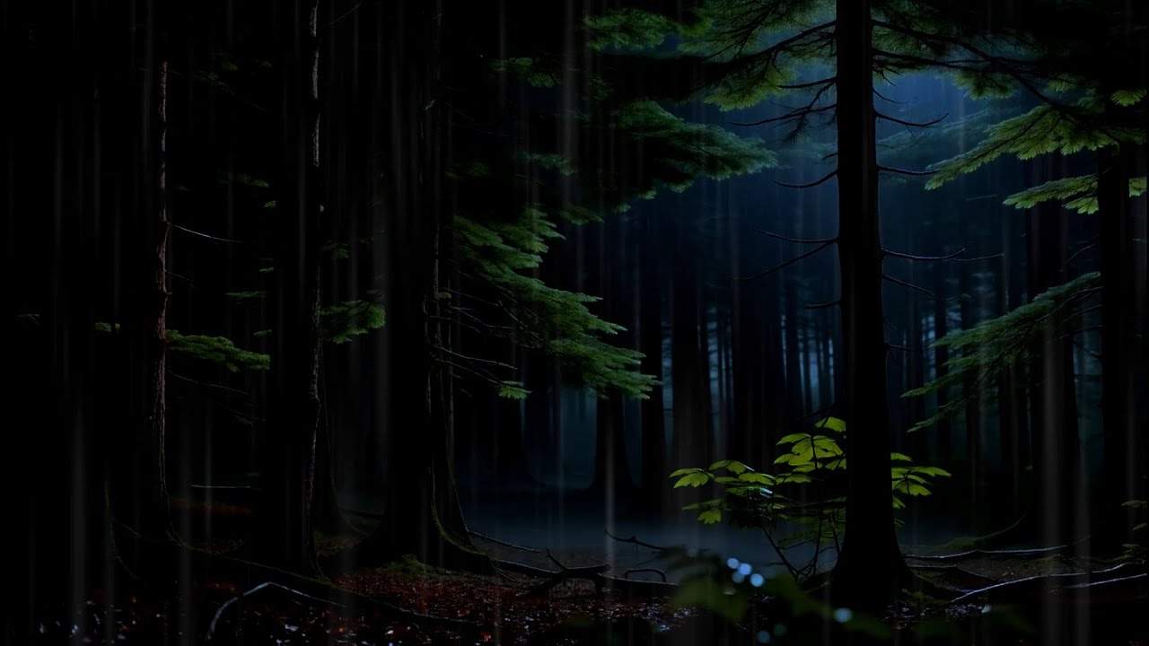 DARK FOREST RAIN AT NIGHT FOR DEEP SLEEP AND RELAXATION | THUNDER - YouTube