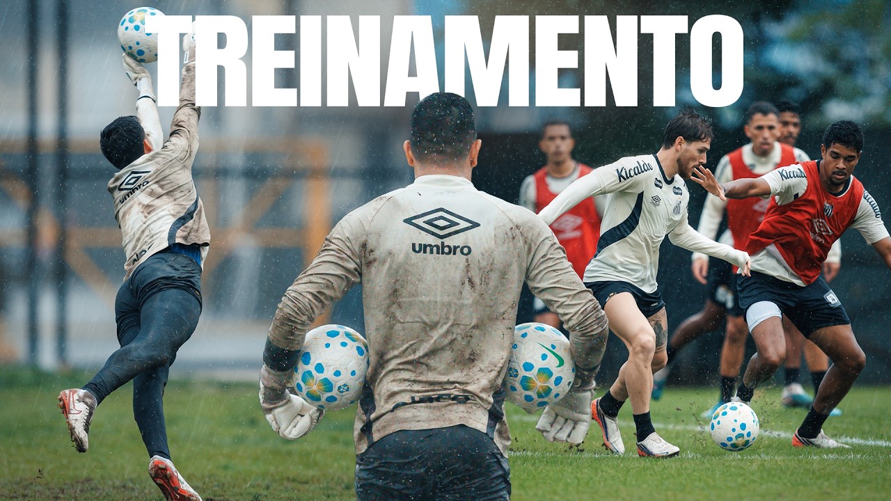 SANTOS FC RETOMA PREPARAÇÃO SOB FORTE CHUVA