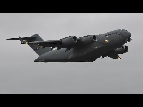 USAF C17 Globemaster Takeoff at Prestwick Airport During The Scottish Airshow 2017