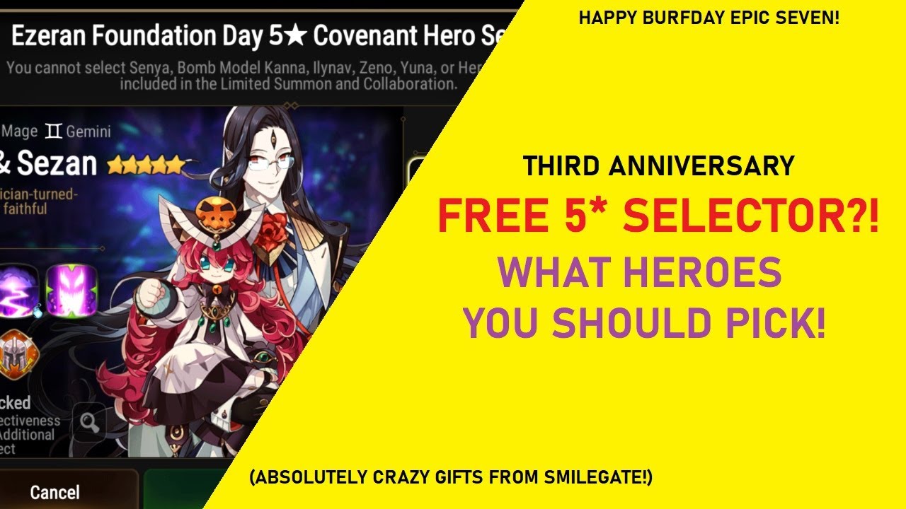 FREE 5* SELECTOR!! – What Heroes You Should Pick! [Epic Seven Third Anniversary is Bonkers]