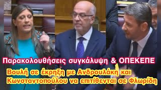 Ακραία σύγκρουση στη Βουλή με Ανδρουλάκη, Κωνσταντοπούλου και Φλωρίδη να συγκρούονται για ΟΠΕΚΕΠΕ