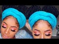 Summer Peach Eye Makeup Tutorial | Fun Double Bun Crochet Protective Style