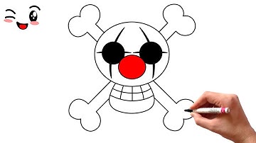 How To Draw One Piece Pirate Flag | Buggy The Clown | Easy Drawing Tutorial
