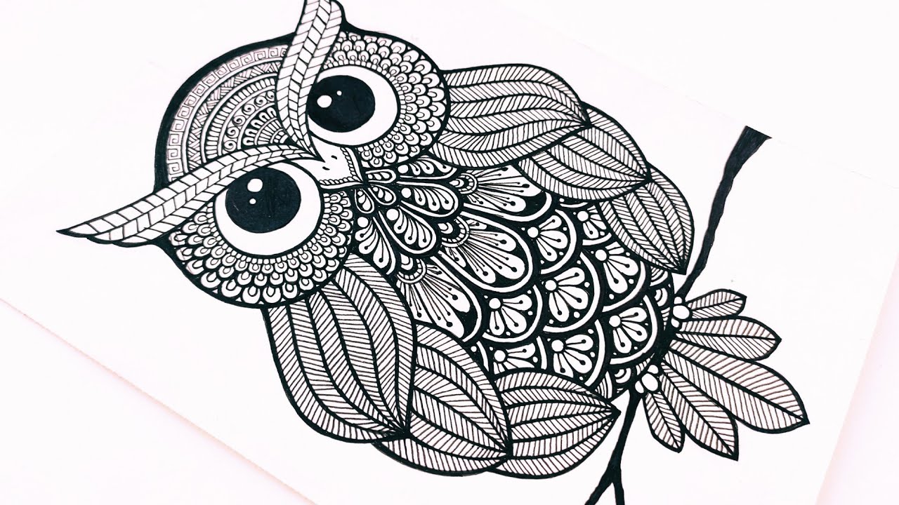 Mandala Art | Owl Mandala Zentangle Art | How to Draw Mandala Art ...