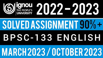 BPSC-133 SOLVED ASSIGNMENT 2022-23 | BPSC-133 SOLVED ASSIGNMENT 2022-23 IN ENGLISH | BPSC-133