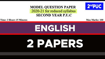 ENGLISH 2nd YEAR P.U.C MODEL QUESTION PAPER 2020 - 21 for Reduced Syllabus #EasyLearn_Questions 2021