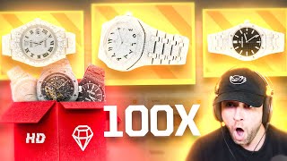 I spend $100,000 to open 100x ICED OUT cases for a NEW WATCH!! (HypeDrop)