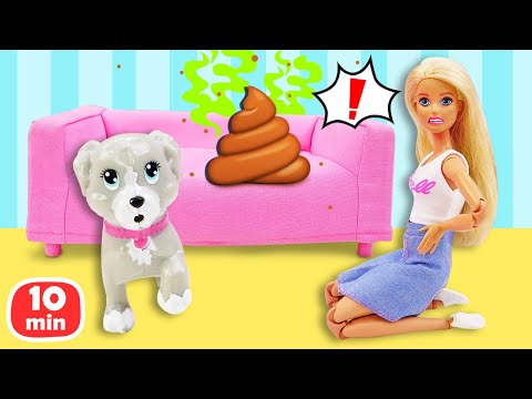 Видео: Игры в куклы – Барби завела щенка и опоздала в аэропорт – Сборник видео для девочек Влог Барби