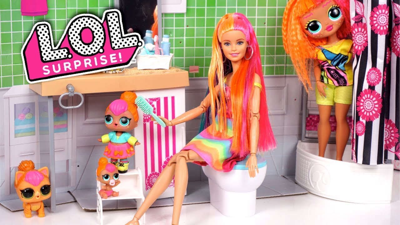 Barbie Doll LOL Family After School Routine Bedtime with