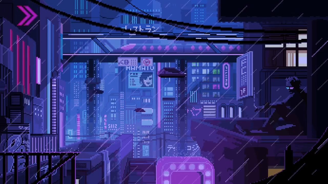 rainy stormy cybercity - YouTube