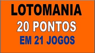 Lotomania com 70 dezenas 21 jogos garantia de 20 pontos