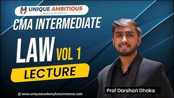 CMA Inter || Law (Vol. 1) - Factories Act  || L 8 || Jun & Dec 2024 || Prof. Darshan Dhoka