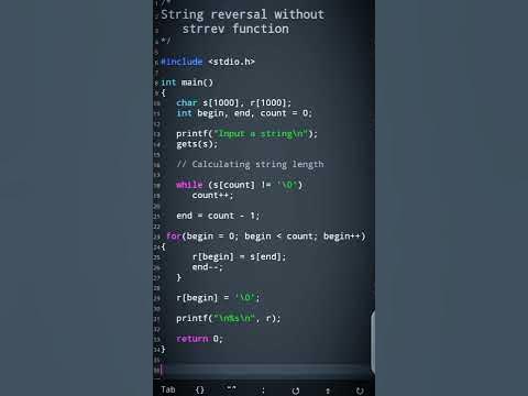 reverse a string without using strrev function programming in C # ...