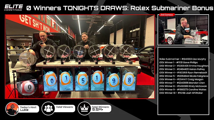 10x £10,000 Cash Winners AND Rolex Submariner Bi-Metal Bonus Draw!