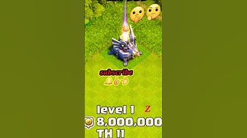 Level 1 to MAX Eagle Artillery with animation and cost (including 14) my shorts video #games #clash