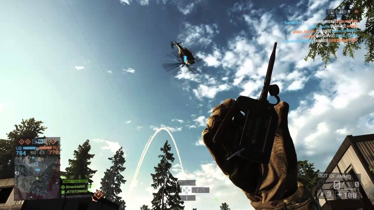 Battlefield 4™ trolling a teammate with C4 on helicopter online multiplayer 2015 - FUNNY