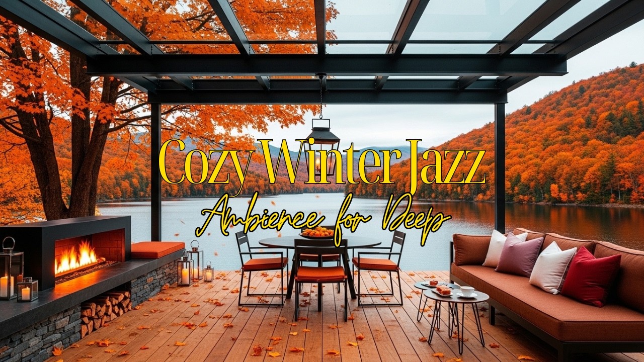 1 HOURS Cozy Winter Jazz ☕ Snowy Porch Fireplace Ambience for Deep Focus,Study & Peaceful Sleep (4K)