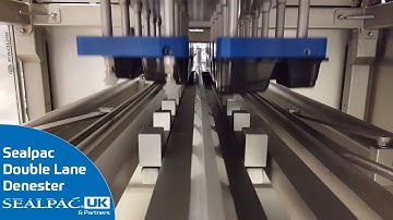 SEALPAC A7 Tray Sealer Double Lane Line with Denester and Walking Beam Conveyor