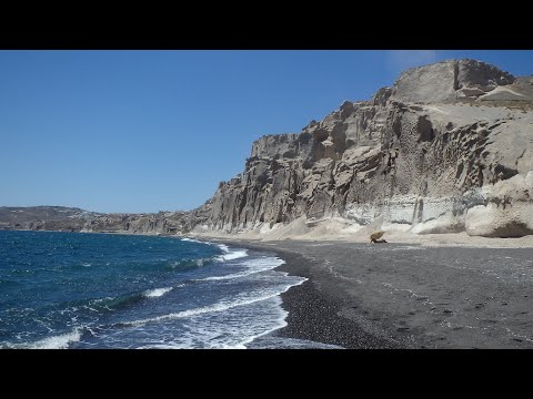 Η παραλία με τα βράχια γλυπτά: Βλυχάδα Σαντορίνης - Ile de Santorin, la plage de Vlychada