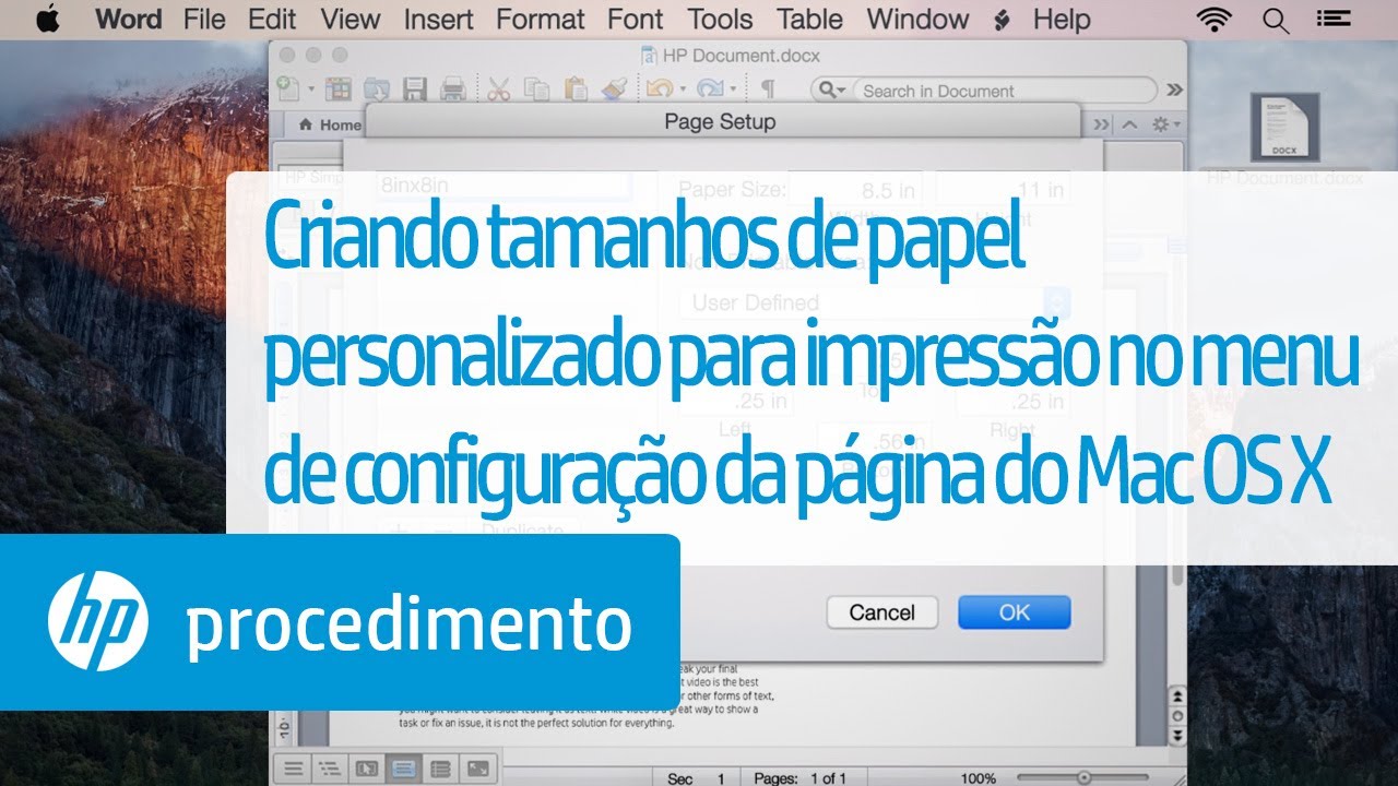 Criando tamanhos de papel personalizado para impressão no menu de configuração da página do Mac OS X