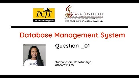 Question set 1 | Database Management System | Java Institute