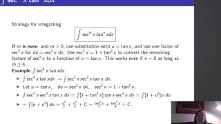 Calculus II, Lecture 9, V4  mixed powers of Sec and Tangent