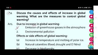 Discuss the causes and effects of increase in global warming. What are the measures to control globa