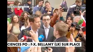 François-Xavier Bellamy devant Sciences Po : échange tendu avec les manifestants et avec Louis Bo…