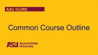 Common Course Outline