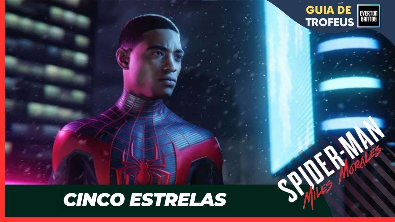 Spider Man Miles Morales - Trofeu - Cinco Estrelas (Five Star Review)