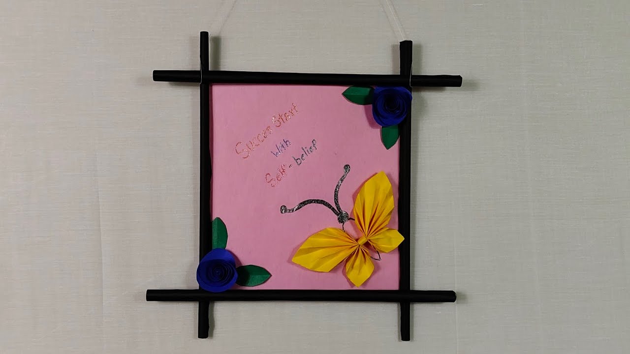 "😌DIY Wall Hanging with Motivational Quote Paper Butterfly & Flower