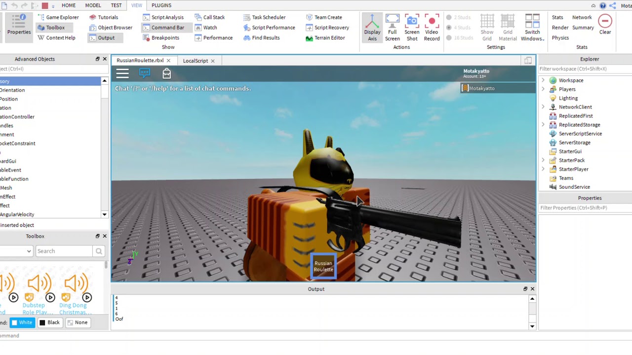 Russian Roulette Roblox Studio Youtube - studio 4 russian roulette roblox