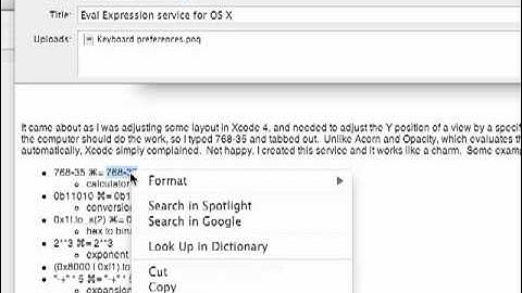 Eval Expression service for Mac OS X