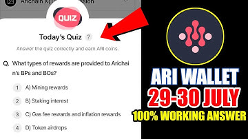 Ari Wallet Today Quiz 29-30 July |Ari Wallet Quiz Today | Arichain Wallet Quiz Answers Today | Xenea