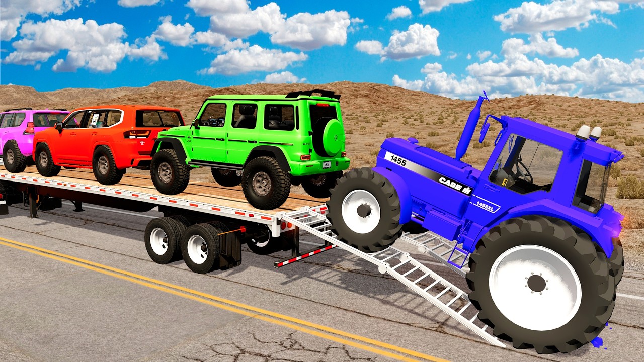 Flatbed Truck Mcqueen | Transportation with Truck - Pothole vs Car #306 - BeamNG.Drive