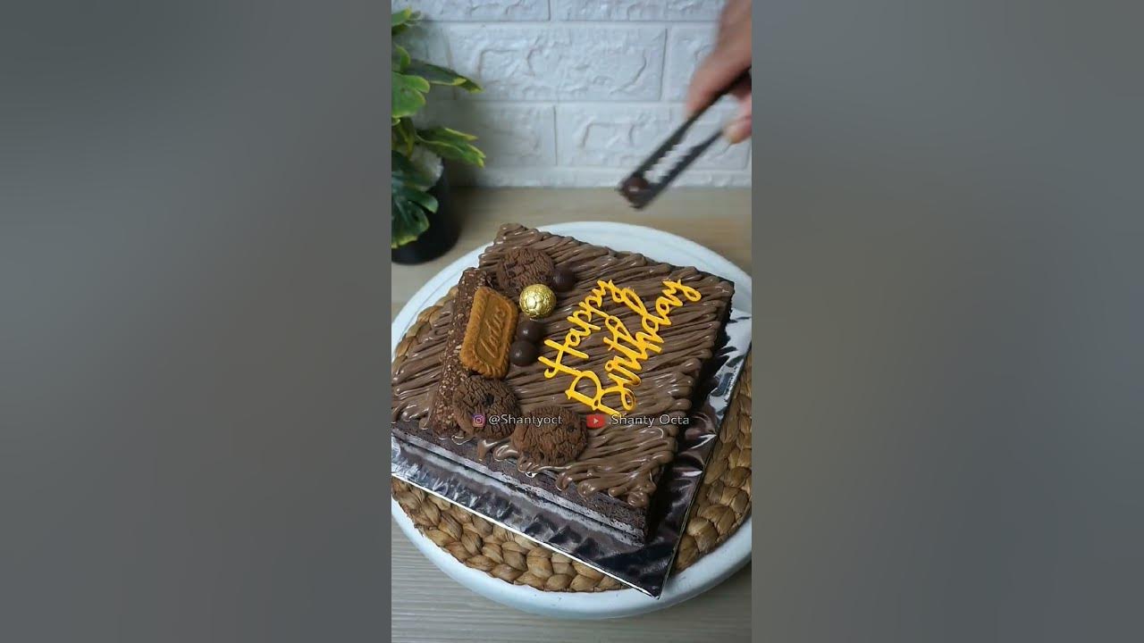 Brownies Ulang Tahun Simple ‼️ Tanpa Buttercream #shorts #idejualan #brownies #kueulangtahun #viral
