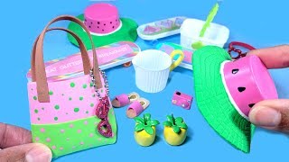 Hey guys! today, i'm making diy miniature summer crafts, - pineapple
drinks, watermelon hat, a camera, sunglasses, lemonade pitcher,
skateboard, san...