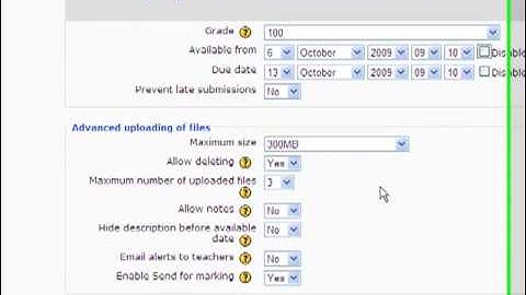 Assignments creating an advanced uploading of files