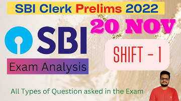 SBI CLERK 2022 PRELIMS 1st Shift Exam Analysis in 2 mints | 20 Nov 1st Shift || Bankers Pedagogue