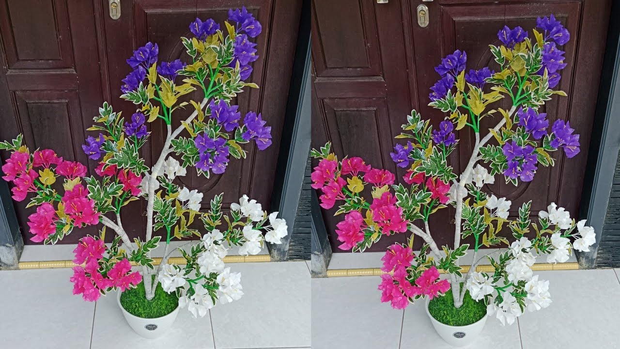 Cara membuat bunga bougenville dari plastik kresek