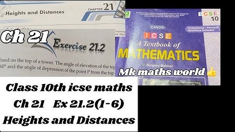 Class 10th icse maths Ch 21 Heights and Distances Ex 21.2(1-6)