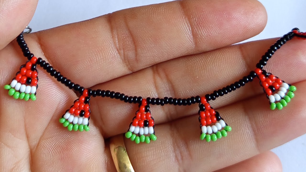 Kum boncuktan karpuz bileklik halhal kolye yapımı 🍉🍉🍉🍉